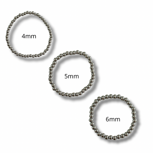 Pulseras elásticas - bolitas - plata