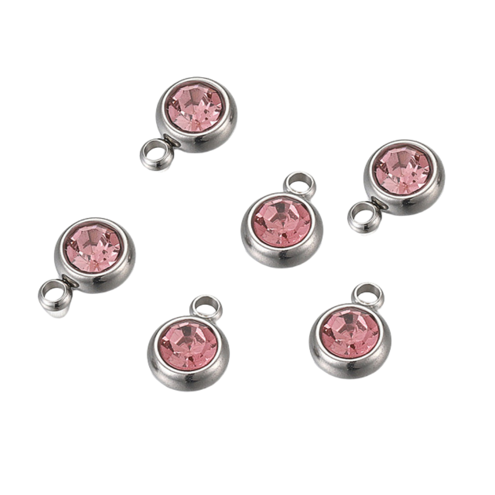 Charm colores - rojo, azul, rosa, transparente- plata