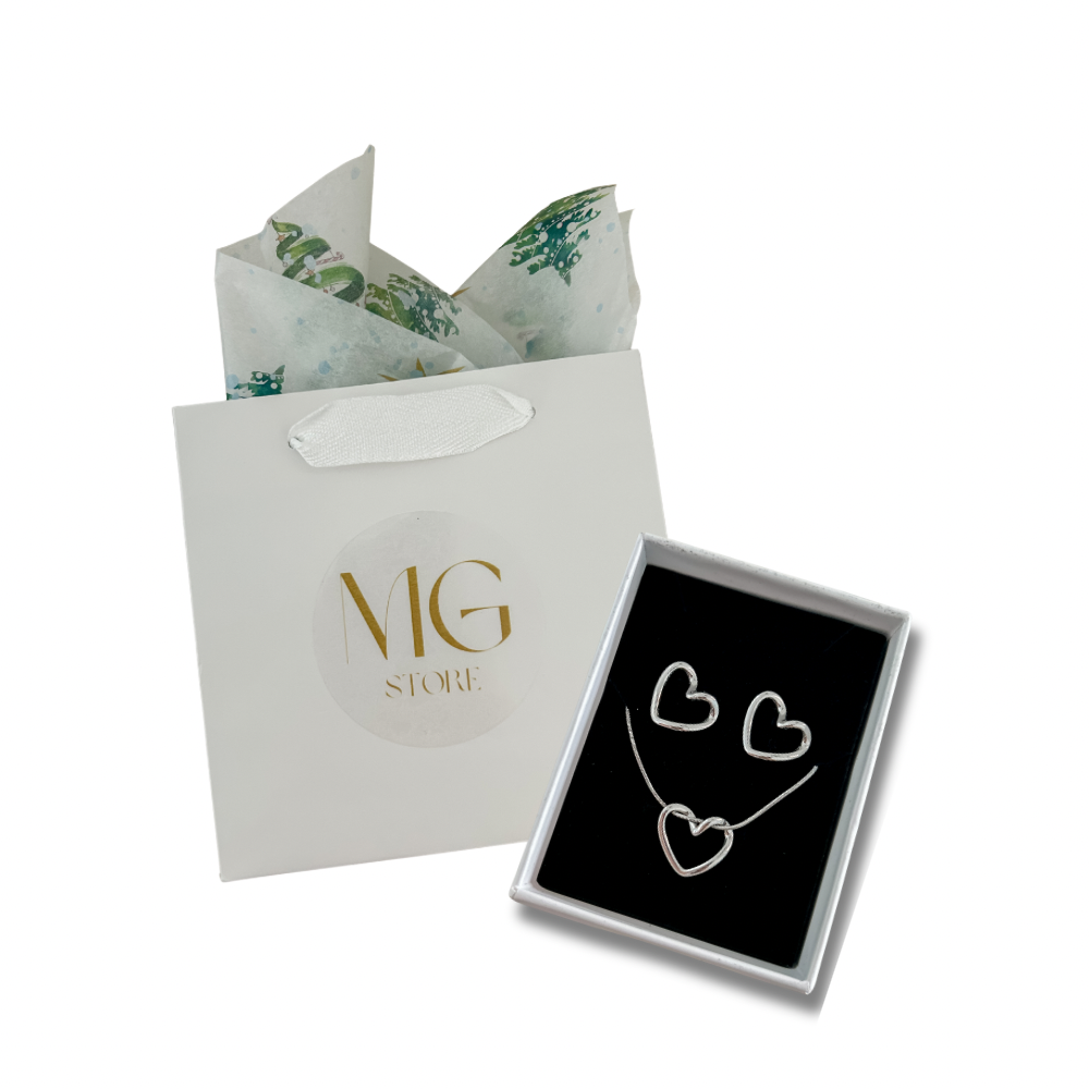 Set corazón - plata - pantallas y collar