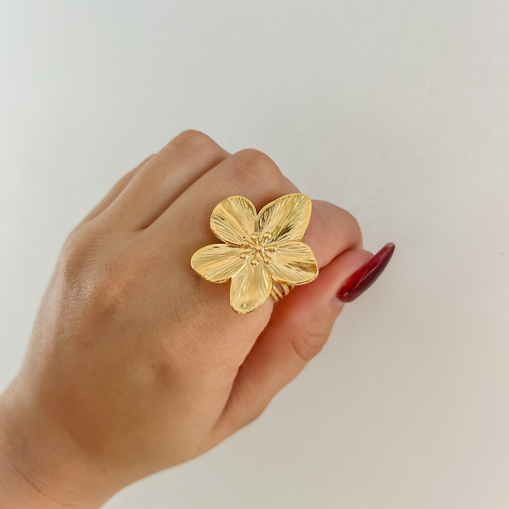 Sortija flor - dorado