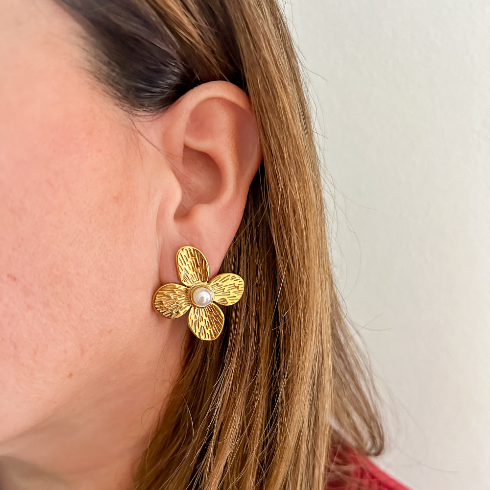 Pantallas flor - perla - dorado