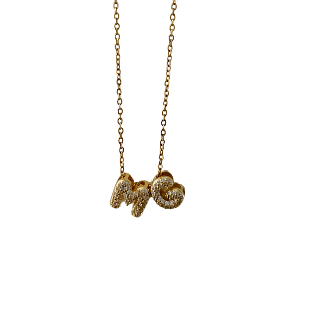 Collar con inicial - letras A a Z - dorado - 1 a 8 letras
