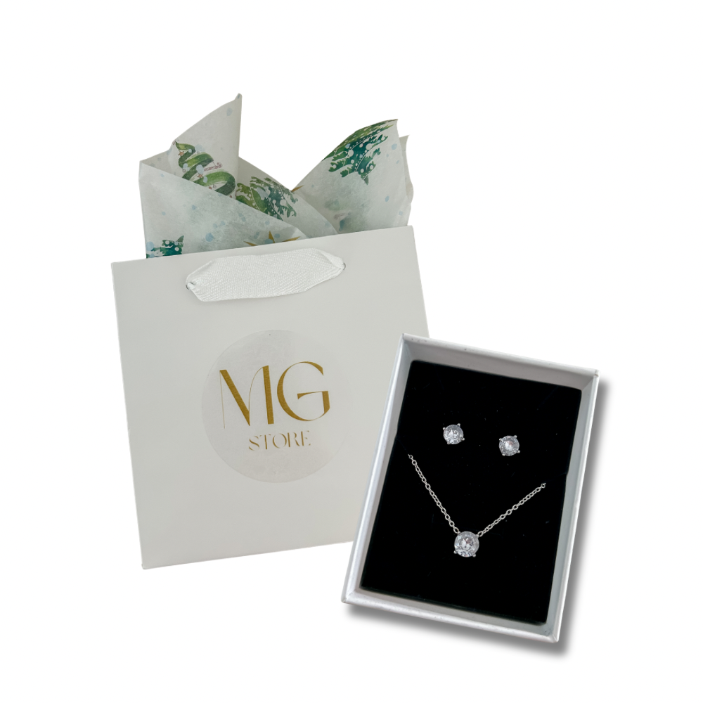 Set zirconia - plata - pantalón y collar