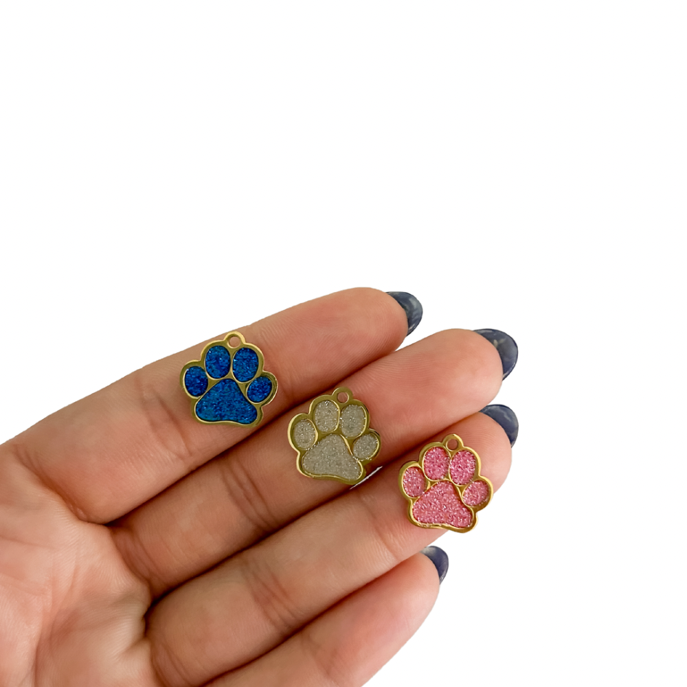 Charm huella de perro - rosa, azul y blanco