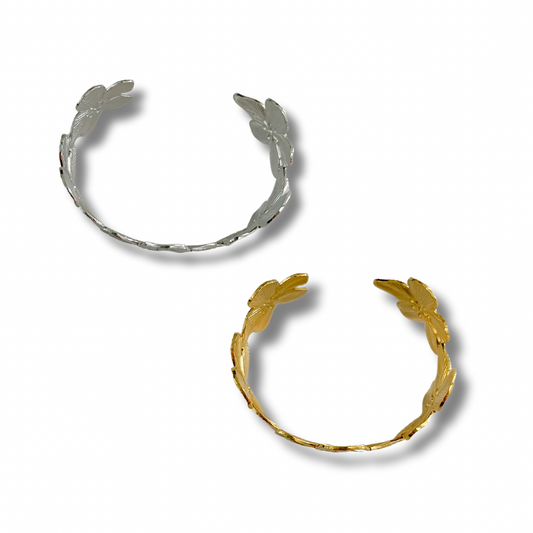 Pulsera flores - dorado y plata