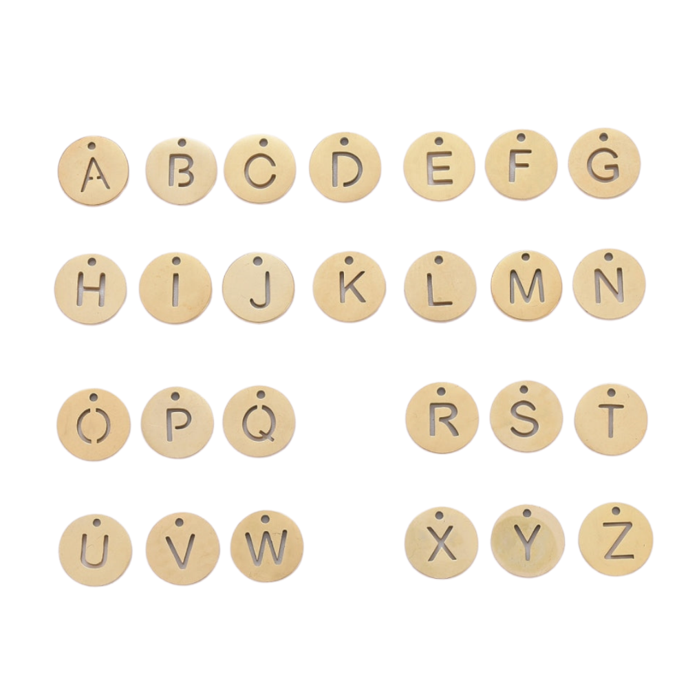 Charm inicial - letras A a Z - dorado