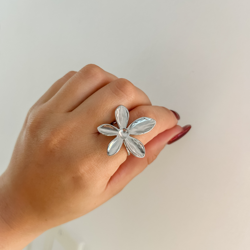 Sortija flor - plata