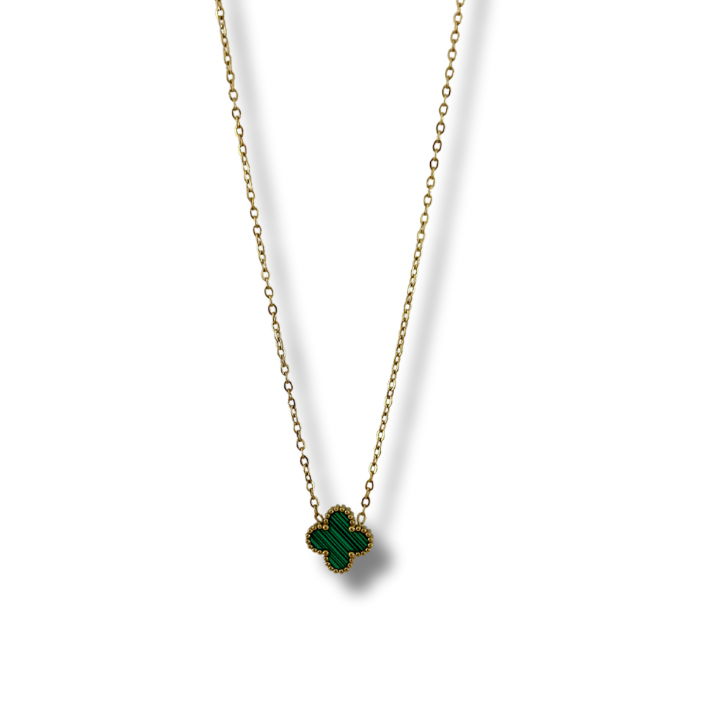 Collar trébol verde - dorado