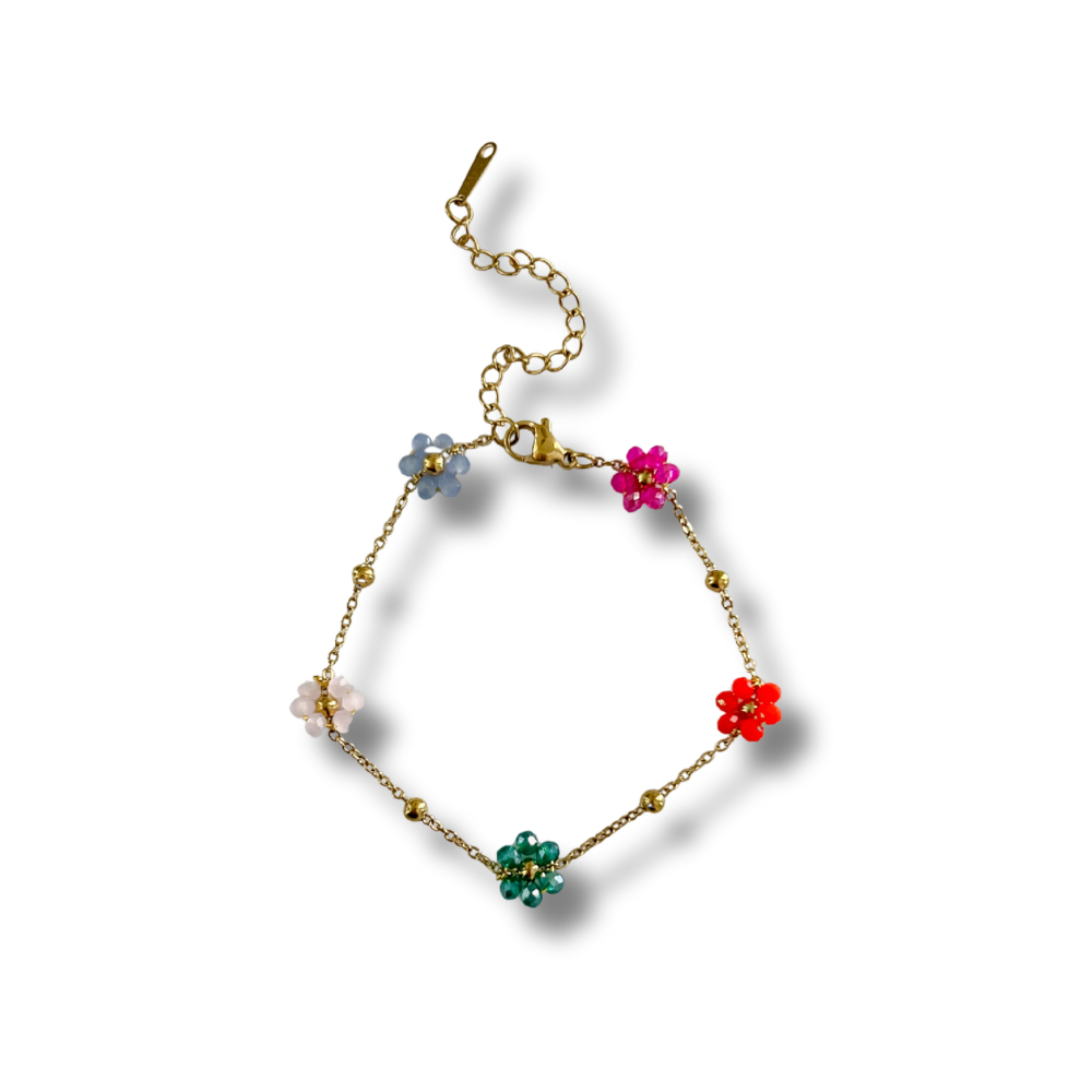 Pulsera flores - colores - dorado