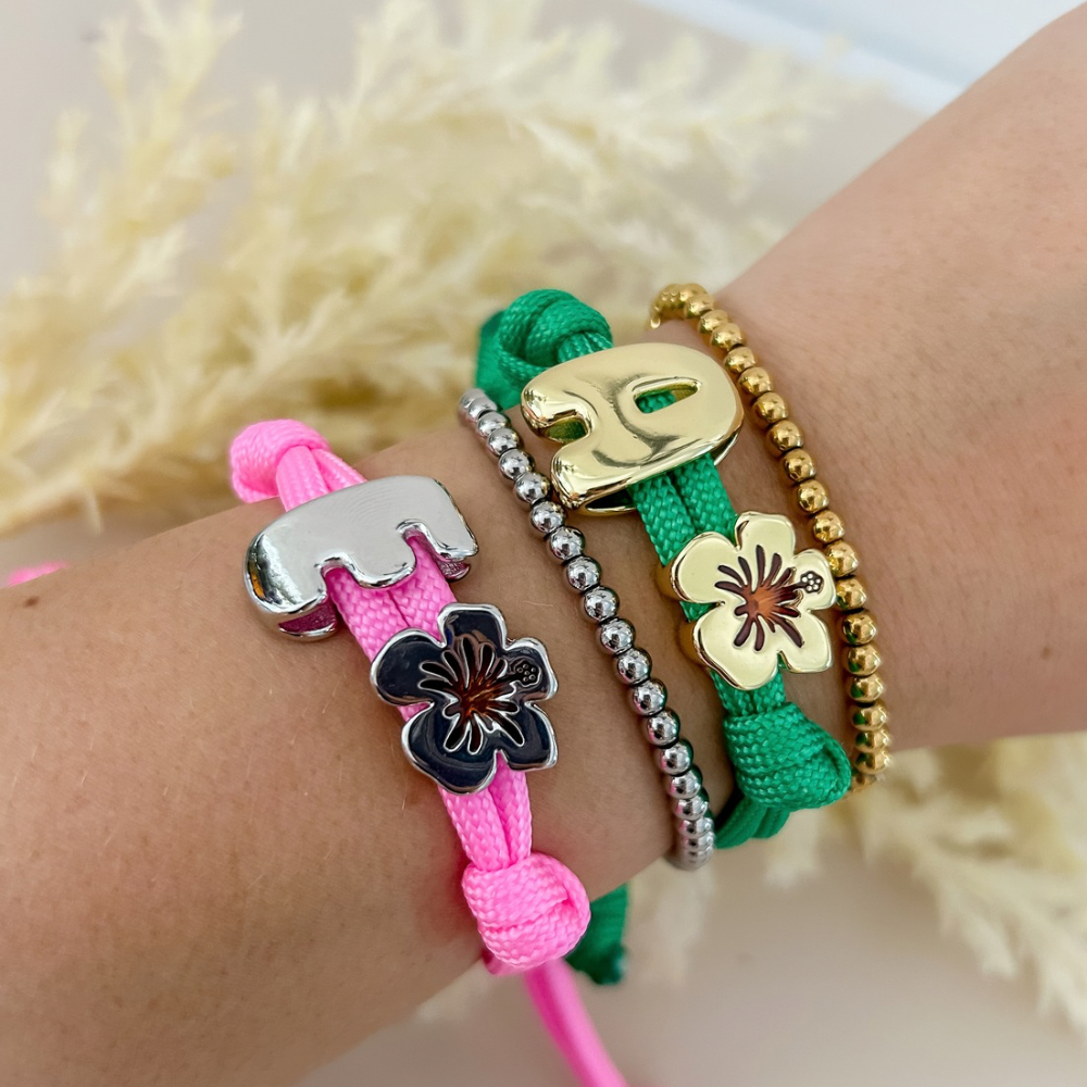 Pulsera ajustable - plata - letra grande - colores