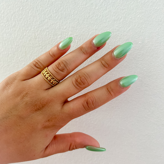 Sortija hojas - dorado