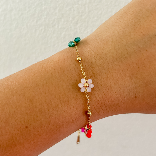 Pulsera flores - colores - dorado