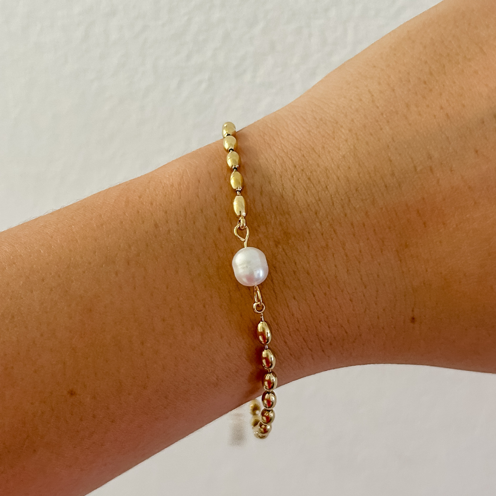 Pulsera perla - dorado