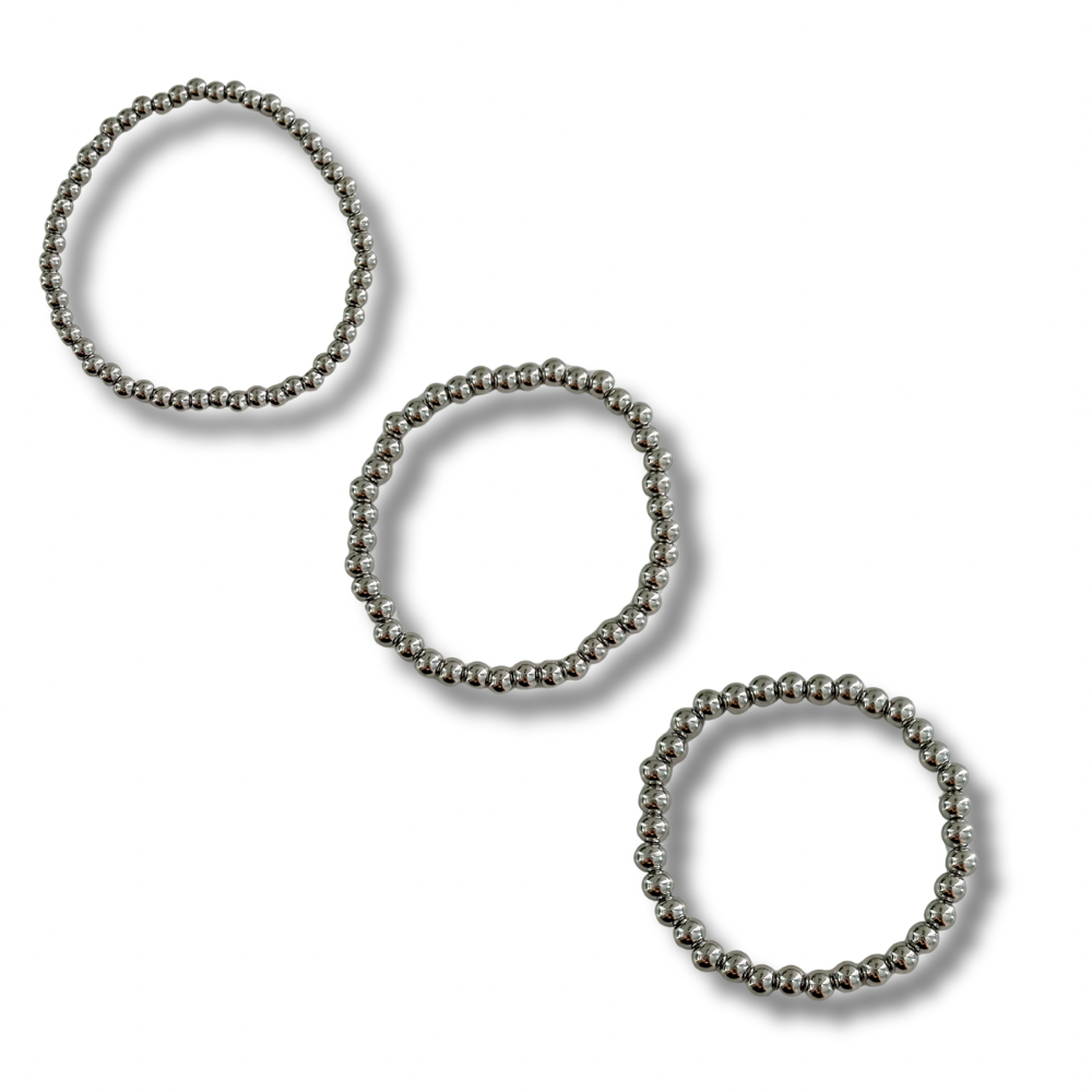 Pulseras elásticas - bolitas - plata