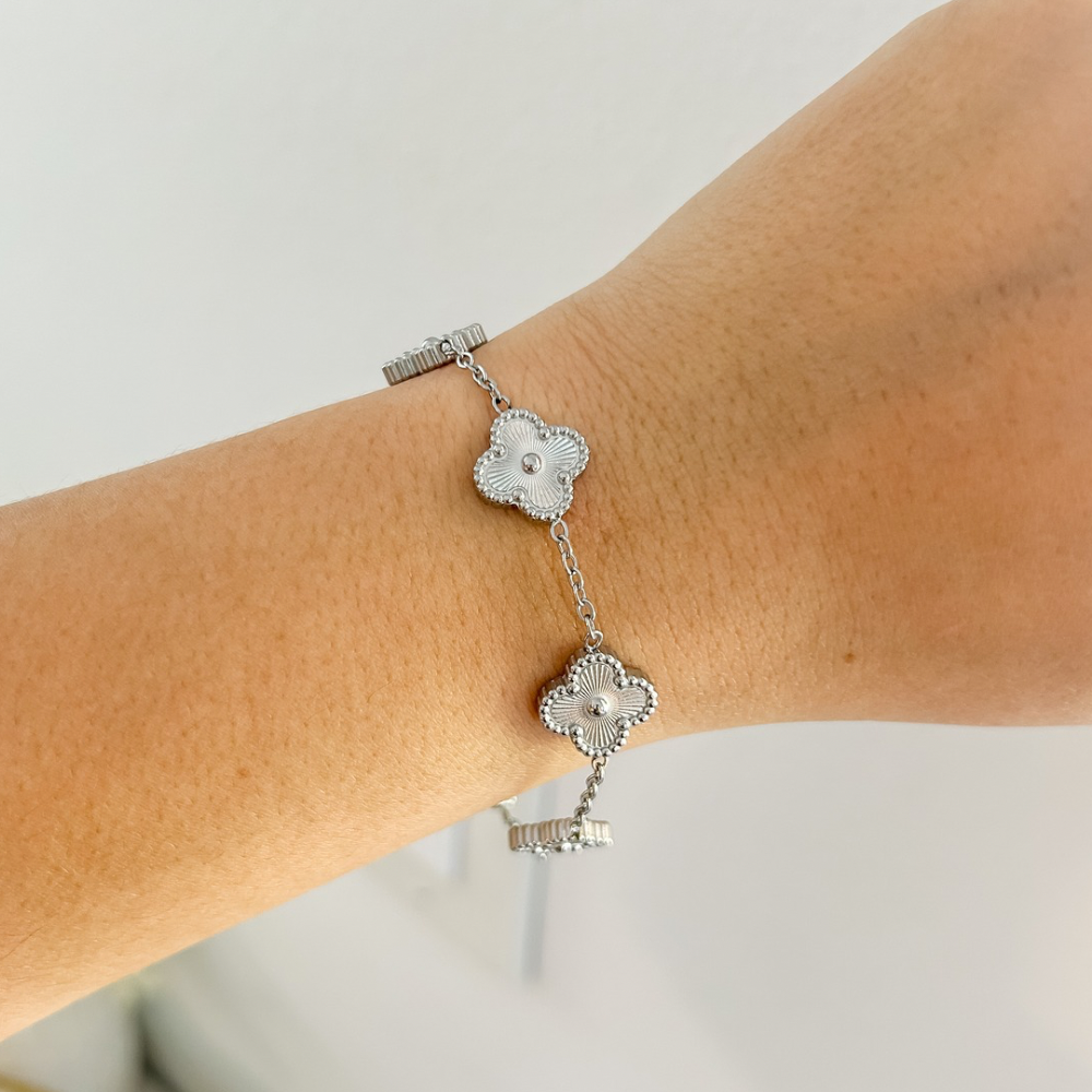 Pulsera trébol plata - plata