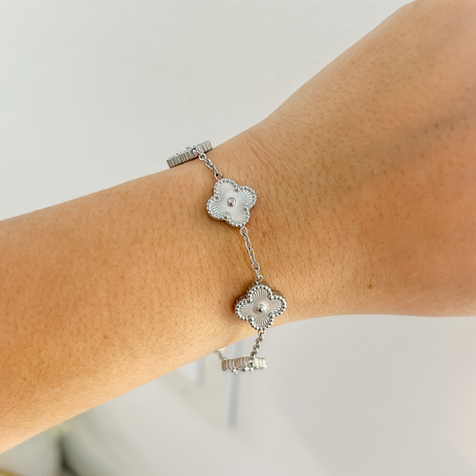 Pulsera trébol plata - plata