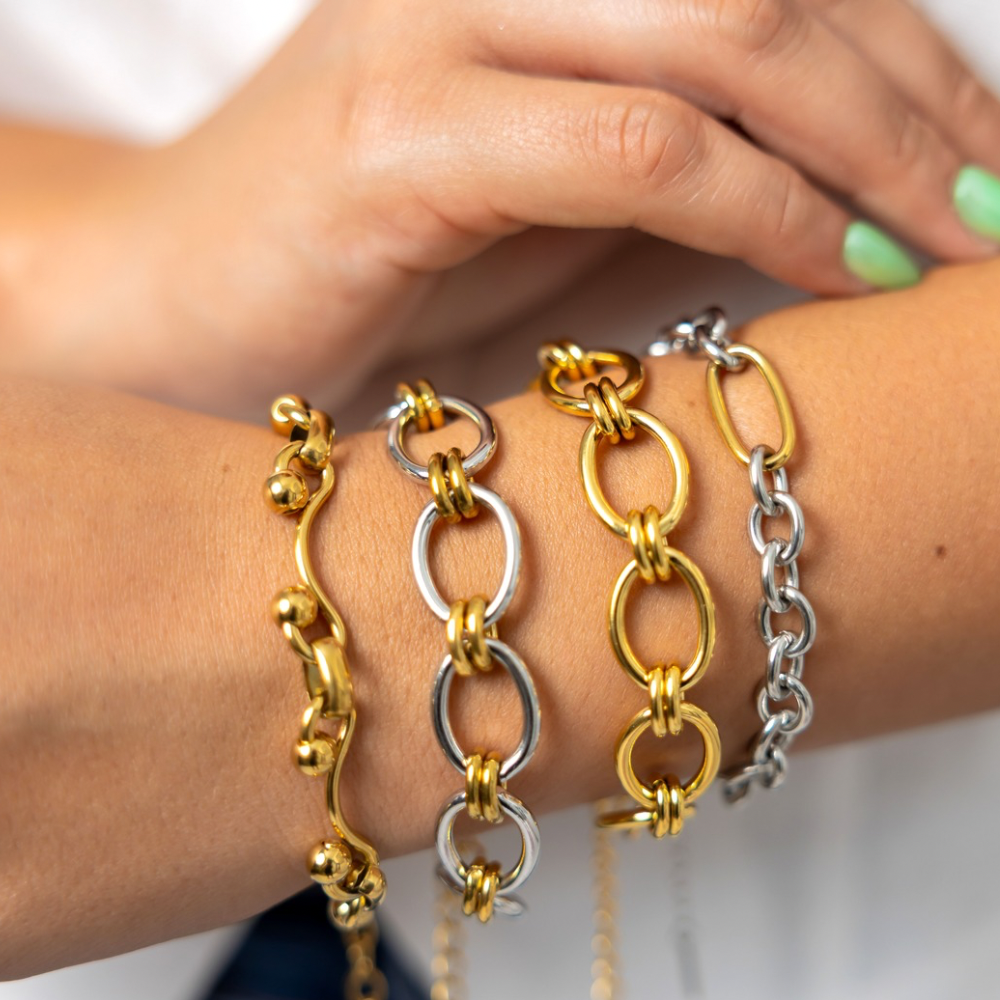 Pulsera bolitas - dorado