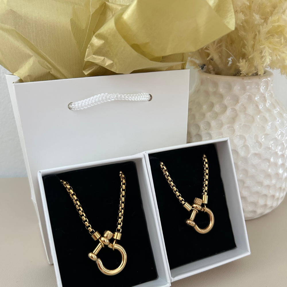 Bundle - 2 piezas - collar + pulsera - dorado