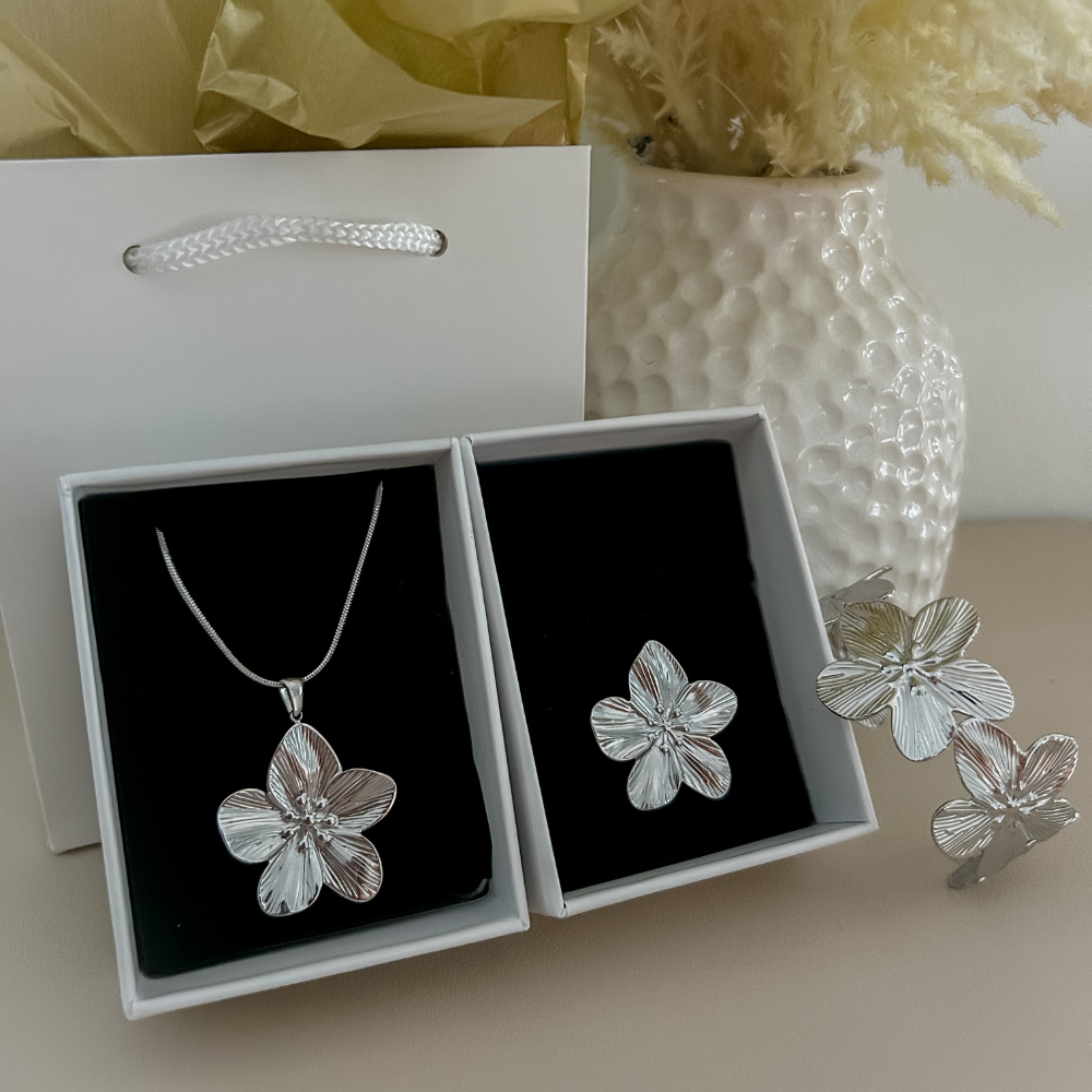 Bundle - 3 piezas - collar + sortija + pulsera - plata