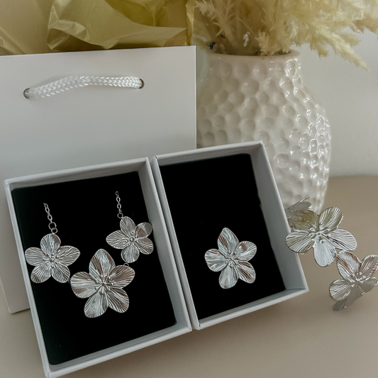 Bundle - 3 piezas - collar + sortija + pulsera - plata
