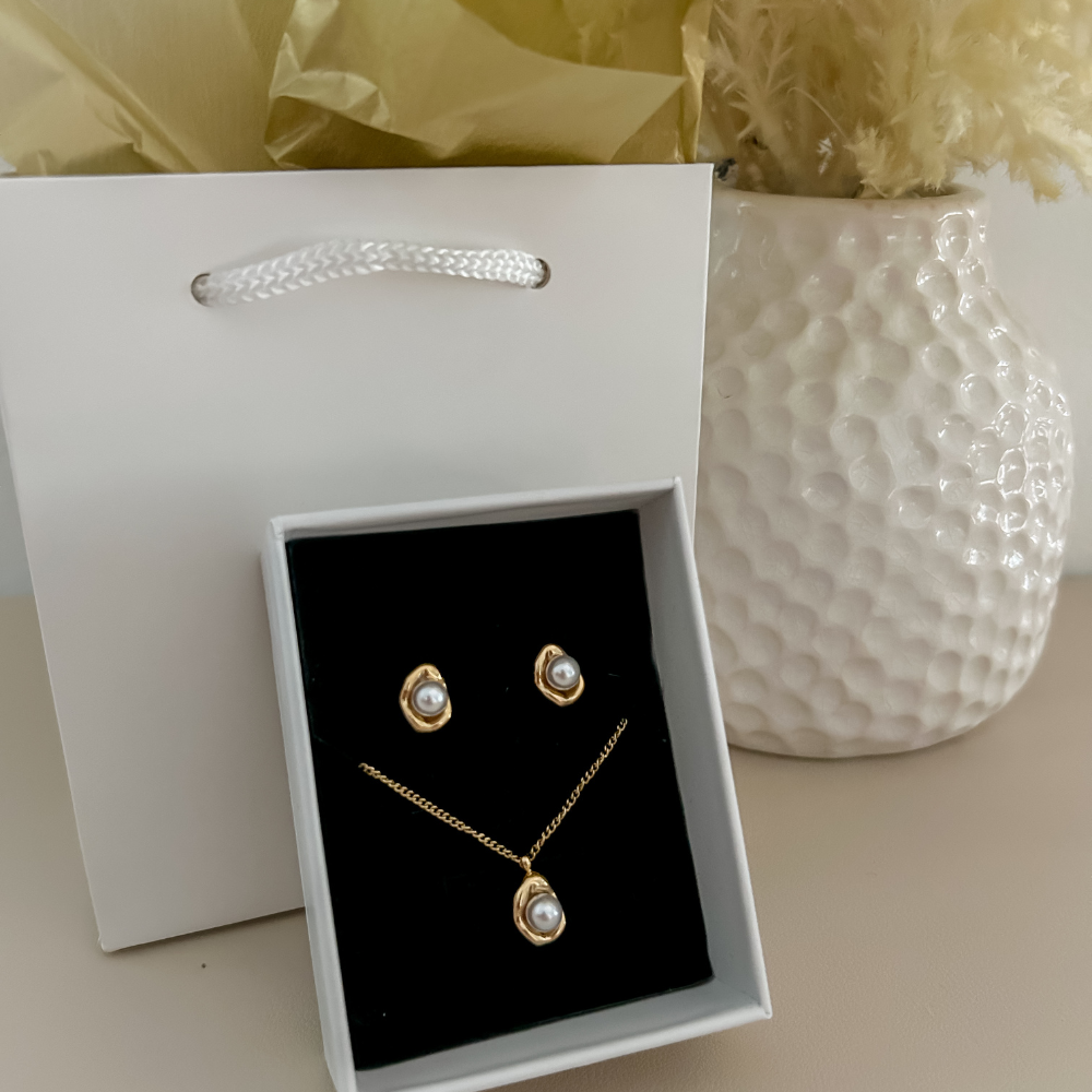 Bundle - 2 piezas - collar + pantallas - dorado