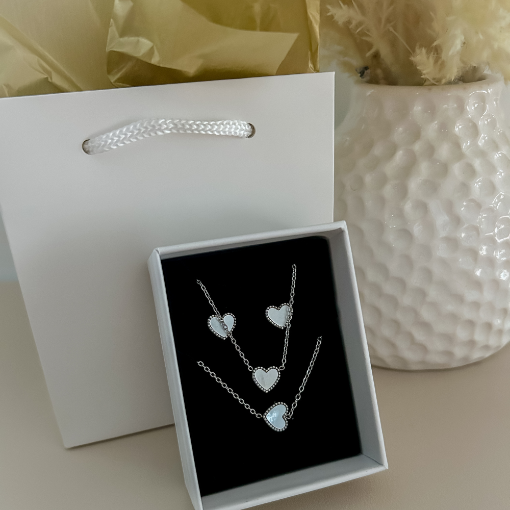Bundle - 3 piezas - collar + pulsera + pantallas - plata