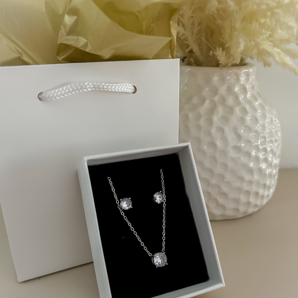 Bundle - 2 piezas - collar + pantallas - plata