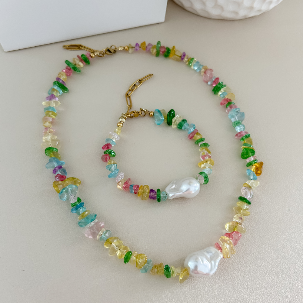 Bundle - 2 piezas - collar + pulsera - dorado