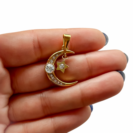 Charm luna y estrella - dorado