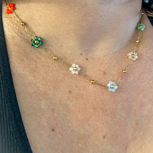 Collar flores - colores - dorado