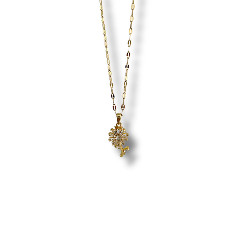 Collar flor giratoria - dorado