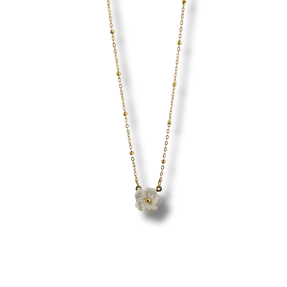 Collar flor perlada - dorado