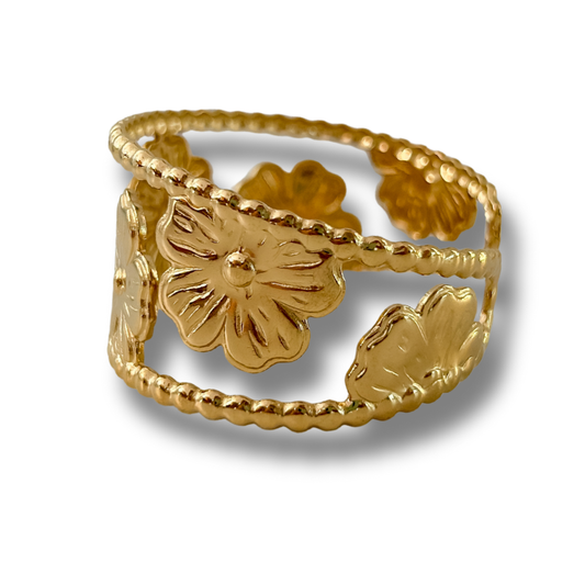 Pulsera flores - dorado