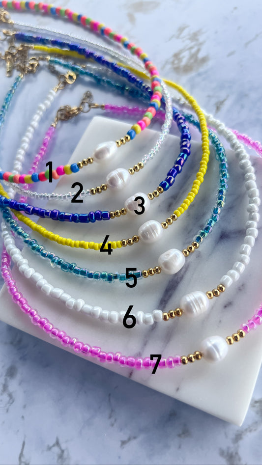 Collar Summer - Multicolor, Holográfico, Azul Metálico, Amarillo, Verde, Blanco, Rosa Neón - dorado