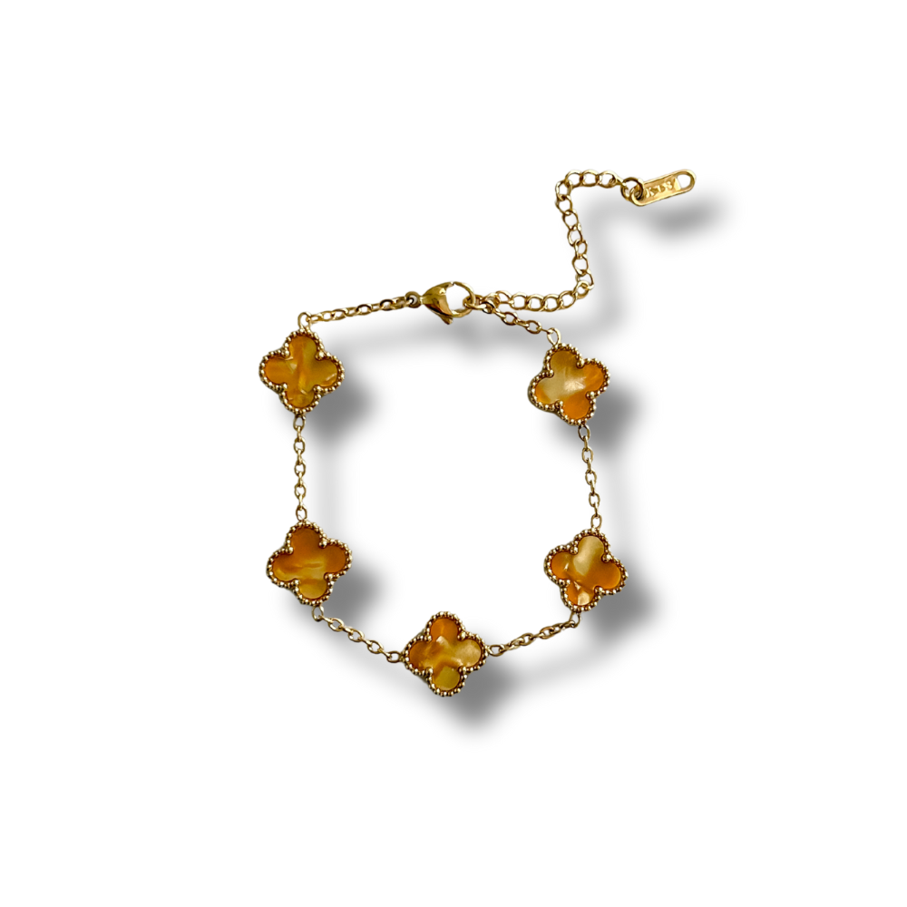 Pulsera trébol anaranjado - dorado