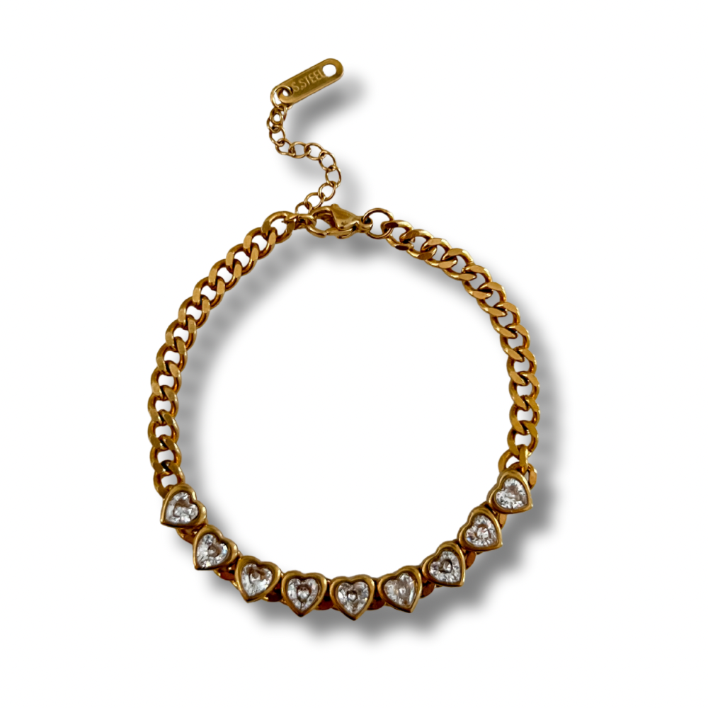 Pulsera corazones - dorado