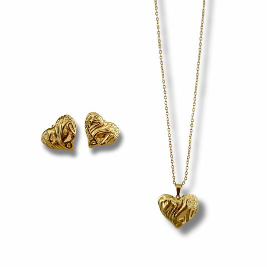 Set corazón - dorado - pantallas y collar