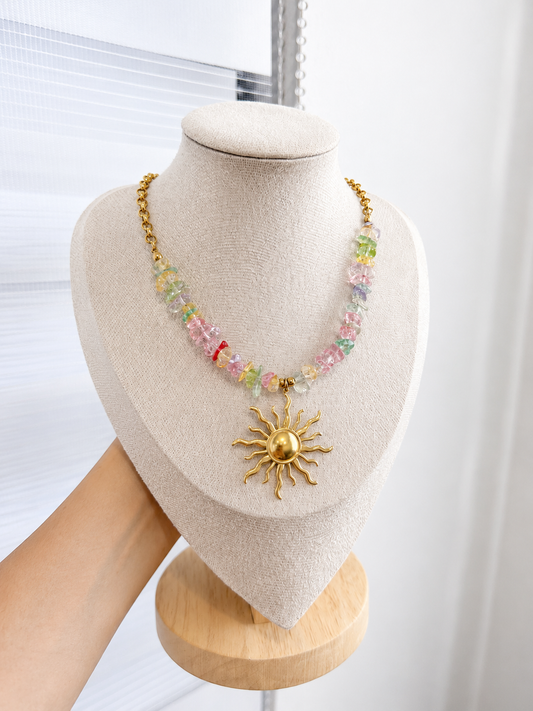 Collar sol - colores - dorado