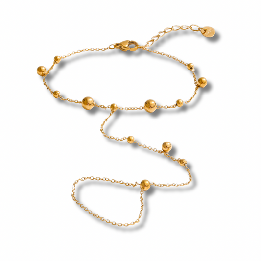 Pulsera sortija bolitas - dorado