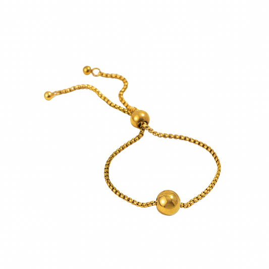 Pulsera bolita - ajustable - dorado