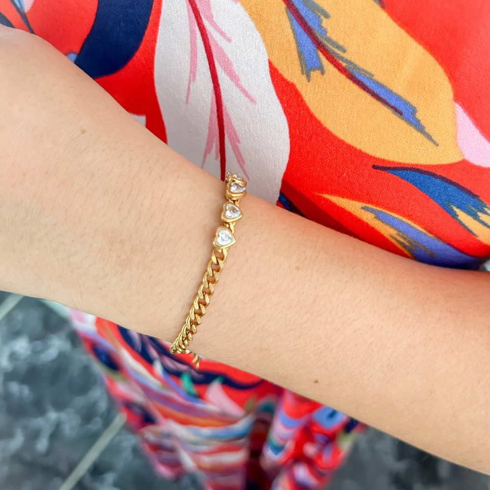 Pulsera corazones - dorado