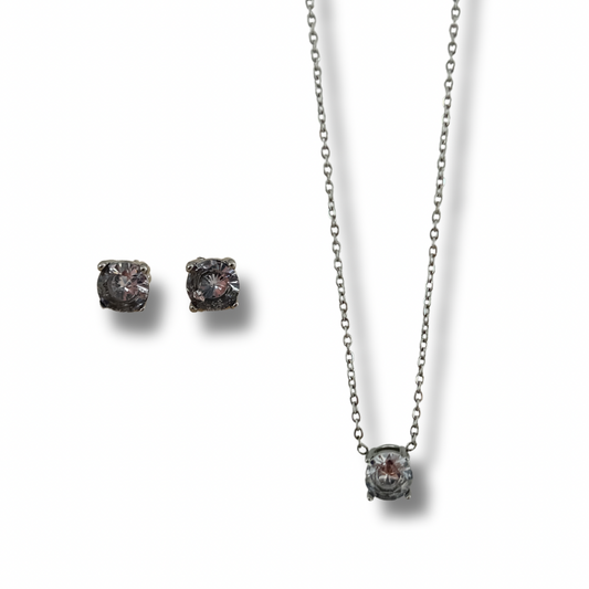 Set zirconia - plata - pantalón y collar