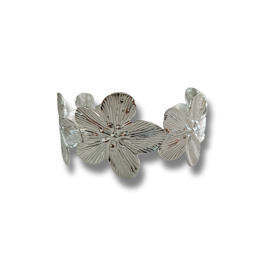 Pulsera flores - dorado y plata