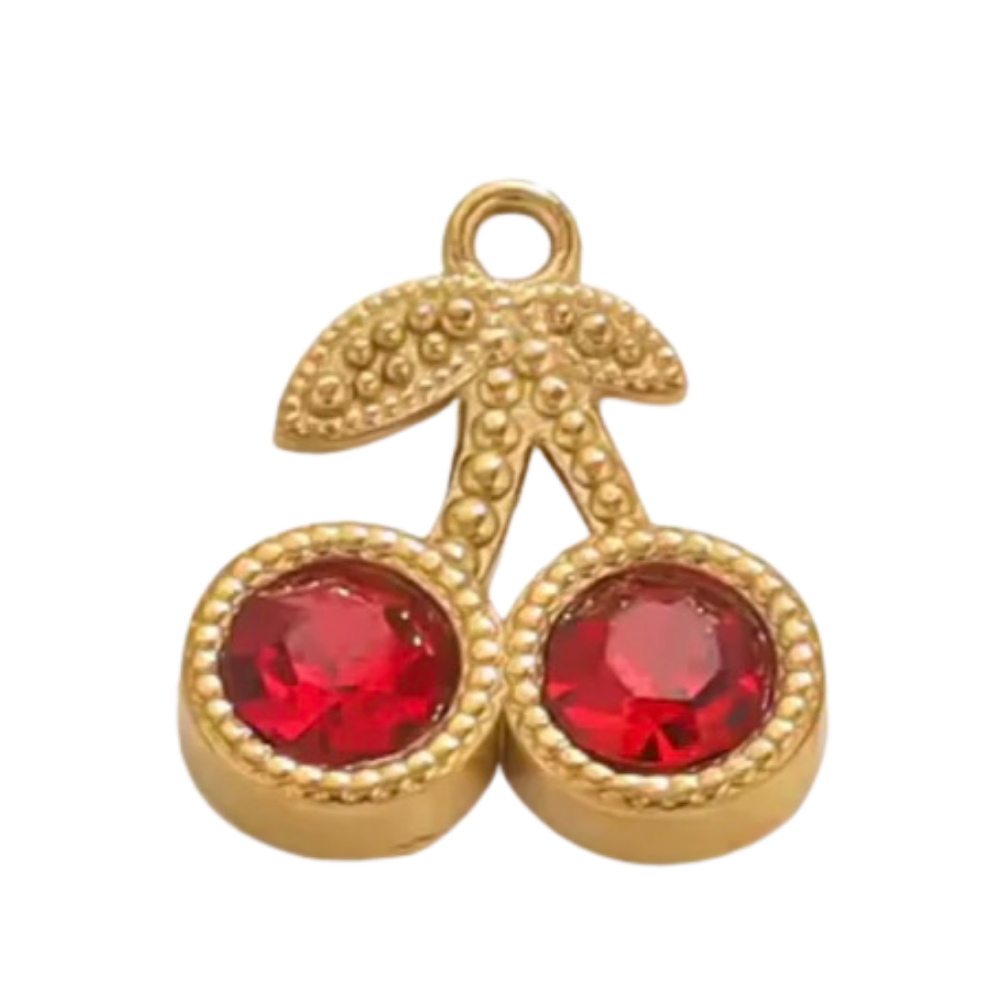 Charm cherry - negro, transparente, verde, rojo - dorado
