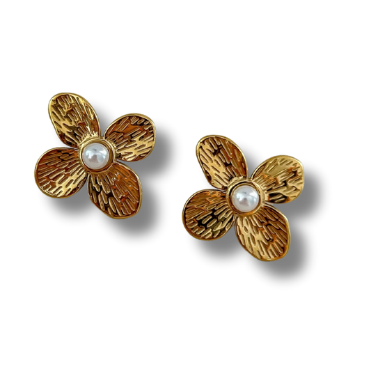 Pantallas flor - perla - dorado