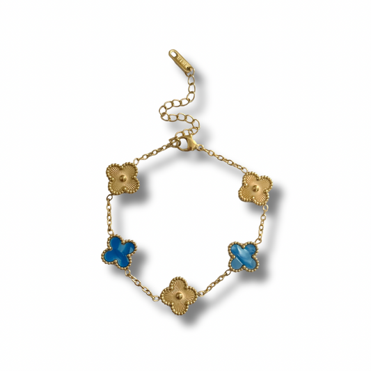Pulsera trébol azul y dorado - dorado