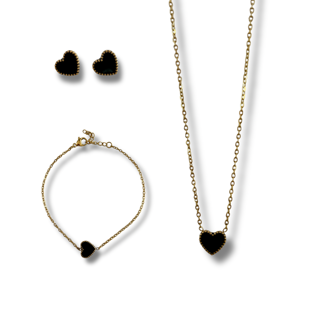 Set corazón - dorado - pantallas, pulsera y collar