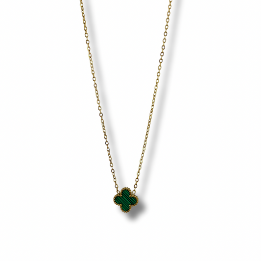 Collar trébol verde - dorado
