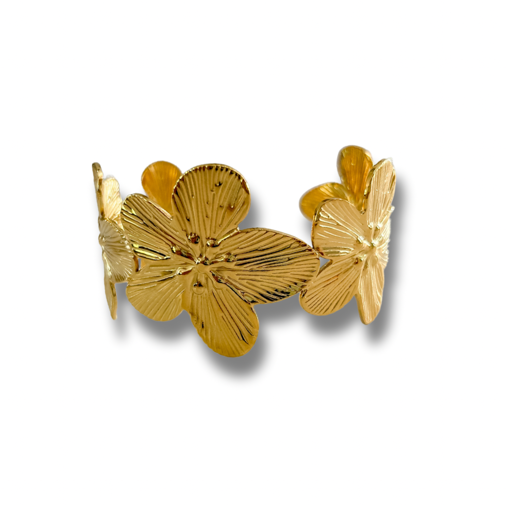 Pulsera flores - dorado y plata