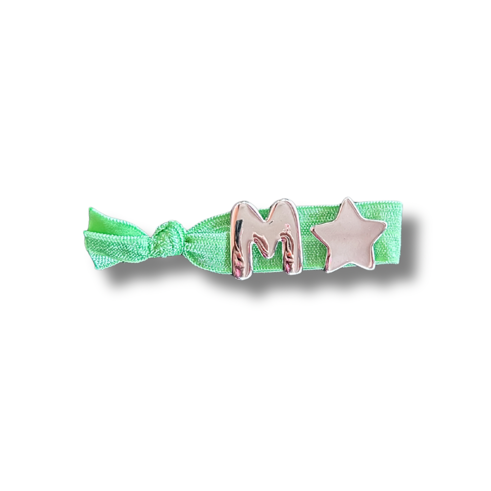 Pulsera elástica - plata - letra grande - cinta sin brillo